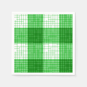 Green and White Bold Checkered Plaid Design Napkins