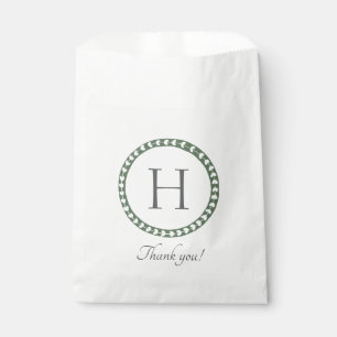 Green and White Botanical Block Print Favor Bag