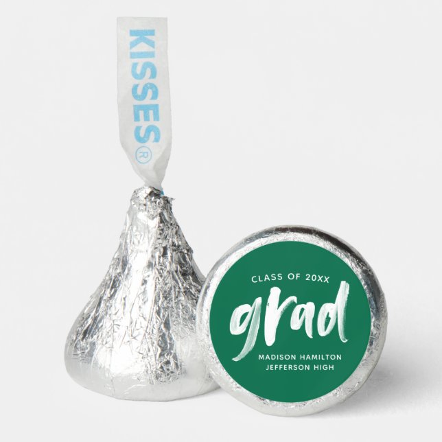 Green and White Brush Script Graduation Hershey®'s Kisses® (Front)