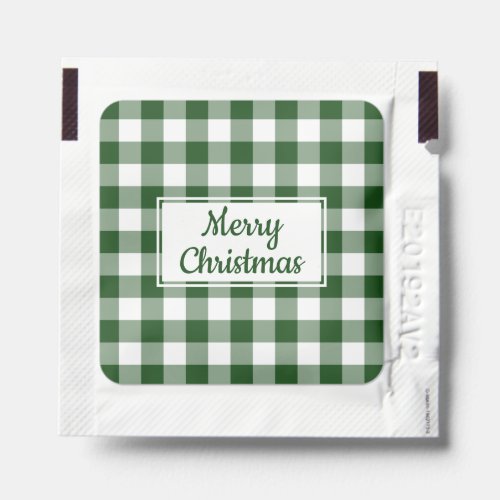 Green and White Buffalo Check Christmas Party Hand Sanitizer Packet