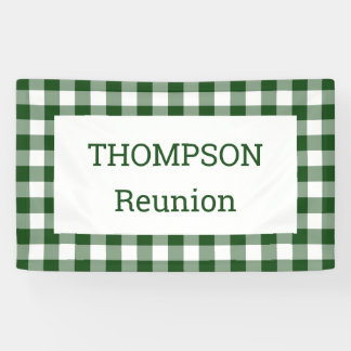 Green and White Buffalo Check Reunion Party Banner