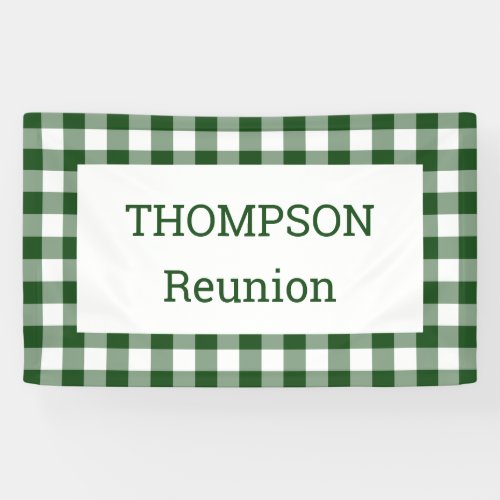 Green and White Buffalo Check Reunion Party Banner