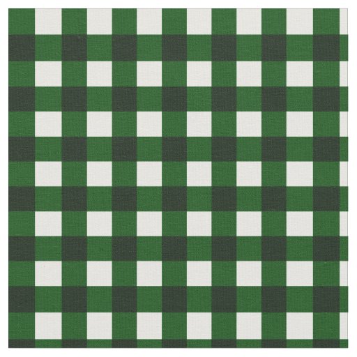 Green And White Buffalo Gingham Plaid Pattern Fabric
