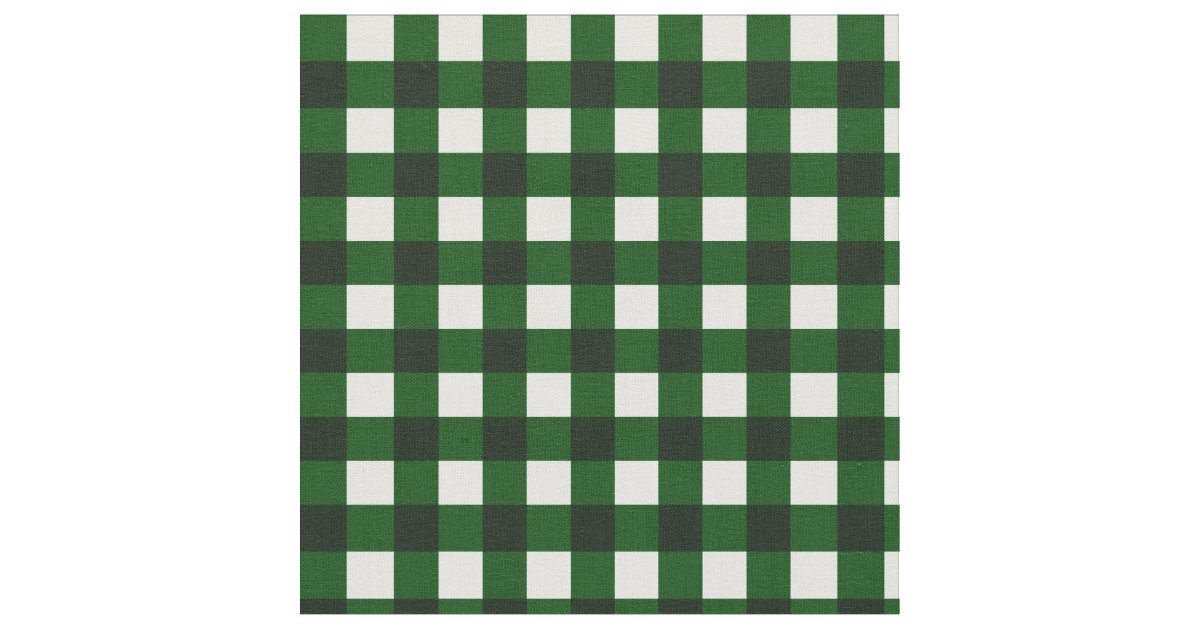 Green And White Buffalo Gingham Plaid Pattern Fabric | Zazzle