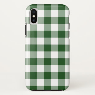 Green and White Buffalo Plaid iPhone X Case