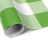 Green and White Buffalo Plaid Wrapping Paper (Roll Corner)