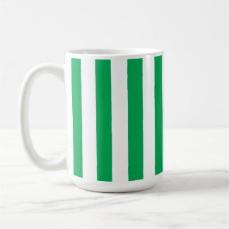 Green and White Cabana Stripes Coffee Mug