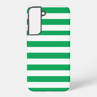 Green and White Cabana Stripes Samsung Galaxy S22+ Case