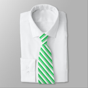 Green and White Candy Cane Stripes Christmas Neck Tie
