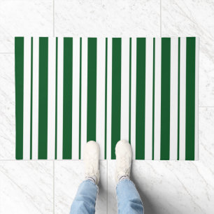 Green and White Candy Cane Stripes Doormat