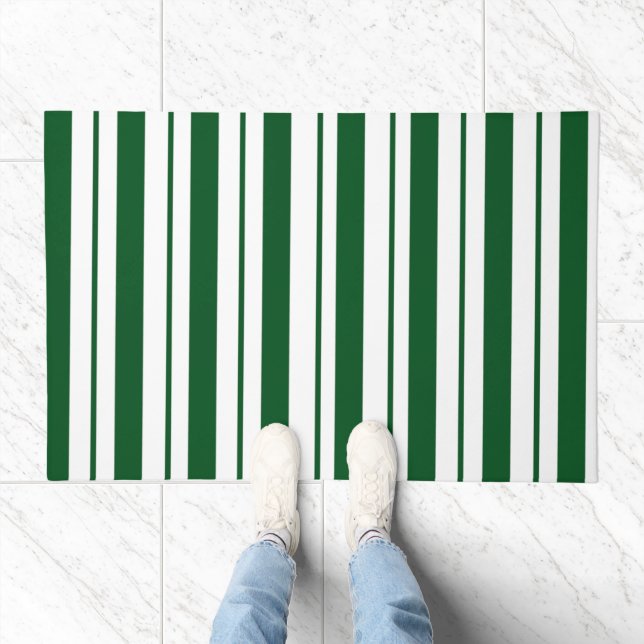 Green and White Candy Cane Stripes Doormat (Indoor)