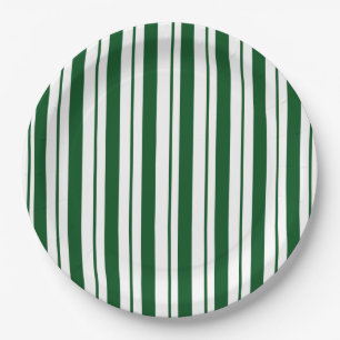 Green and White Candy Cane Stripes Paper Plates