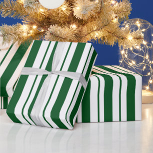 Green and White Candy Cane Stripes Wrapping Paper