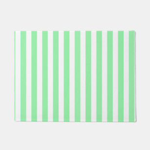 Green and white candy stripes doormat