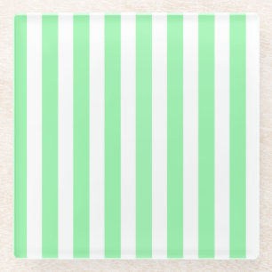 Green and white candy stripes glass coaster