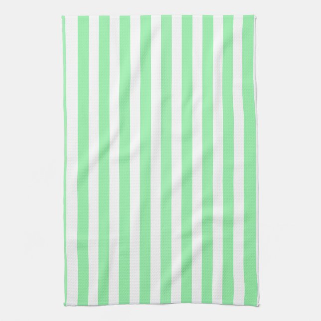 Green and white candy stripes kitchen towel (Vertical)