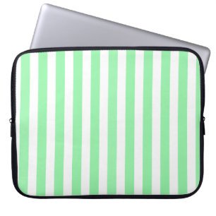 Green and white candy stripes laptop sleeve