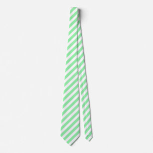 Green and white candy stripes neck tie