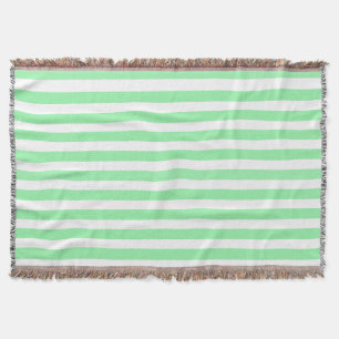 Green and white candy stripes throw blanket