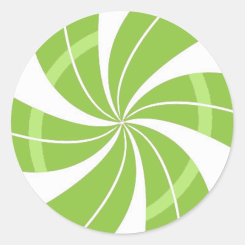 Green and white candy swirl peppermint candy classic round sticker