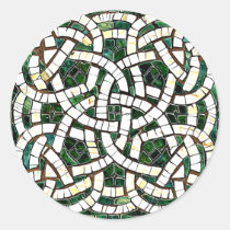 Green and White Celtic Knot Stone Mosaic