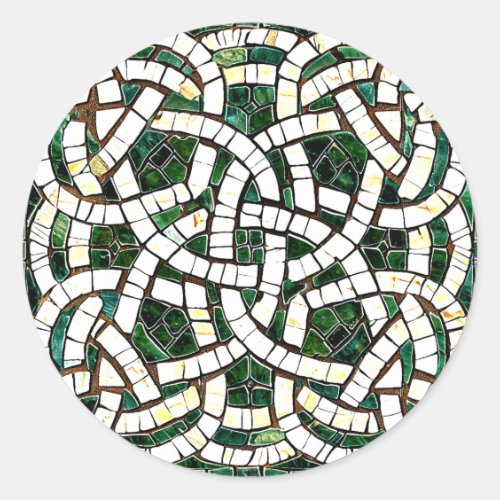 Green and White Celtic Knot Stone Mosaic