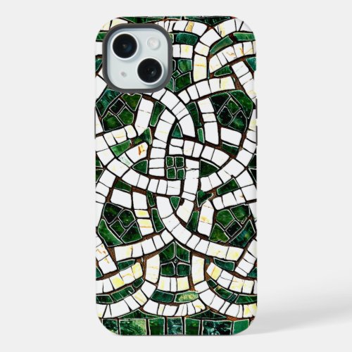 Green and White Celtic Knot Stone Mosaic