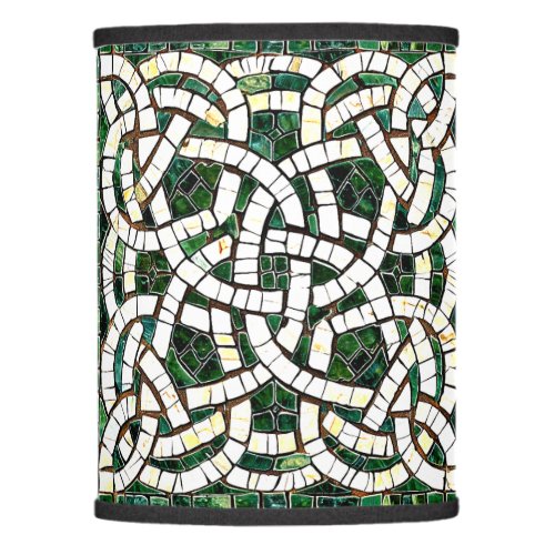 Green and White Celtic Knot Stone Mosaic Lamp Shade