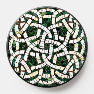 Green and White Celtic Knot Stone Mosaic PopSocket