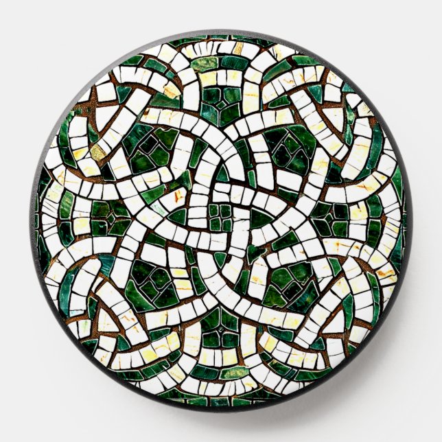 Green and White Celtic Knot Stone Mosaic PopSocket (Popsocket)