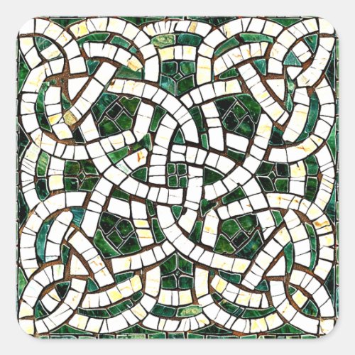 Green and White Celtic Knot Stone Mosaic