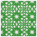 Green and White Celtic Knotwork Pattern Fabric