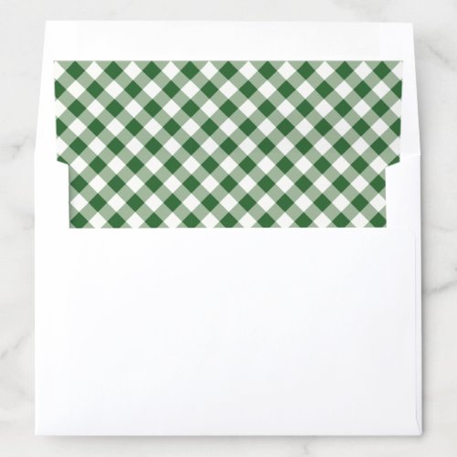Green and White Check Gingham Holiday Christmas Envelope Liner