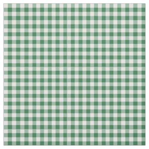 Green and White Check Gingham Pattern Fabric