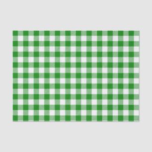 Green and White Check Plaid Tissue Paper