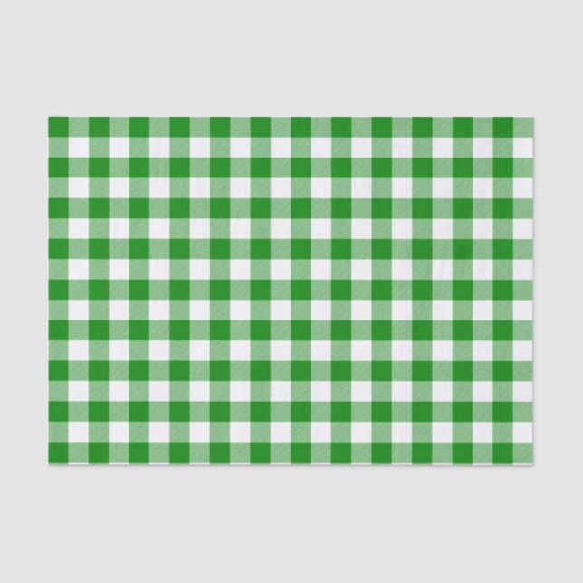 Green and White Check Plaid Tissue Paper (Front)