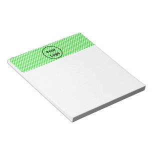 Green and white checker board pattern notepad