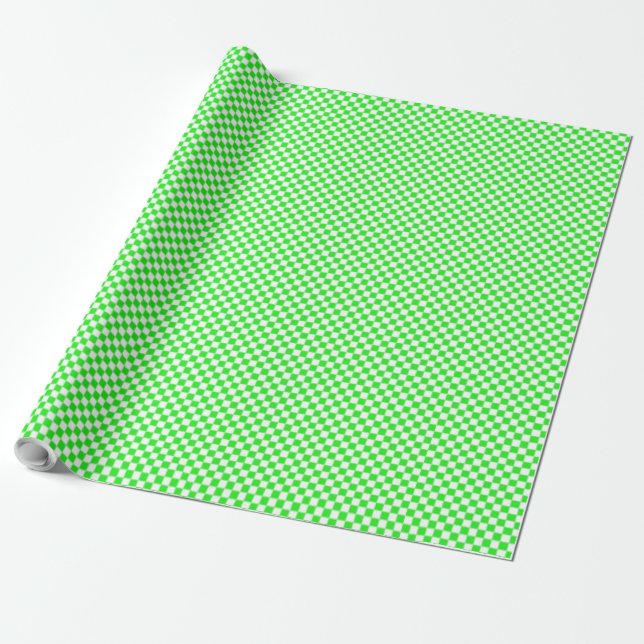 Green and white checker board pattern wrapping paper (Unrolled)