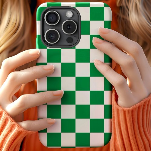 Green And White Checkerboard Checker Pattern iPhone 11 Case
