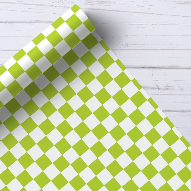 Green and White Checkerboard Pattern Wrapping Paper (Creator Uploaded)