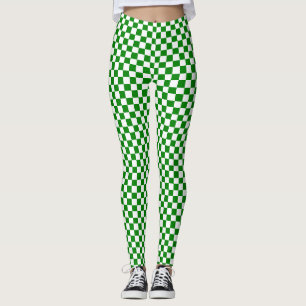 Green And White Checkered Leggings