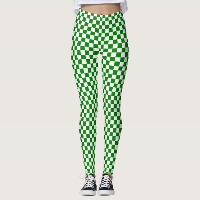 Green And White Checkered Leggings (Front)