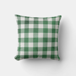 Green and white Checkered Pattern Throw Pillow