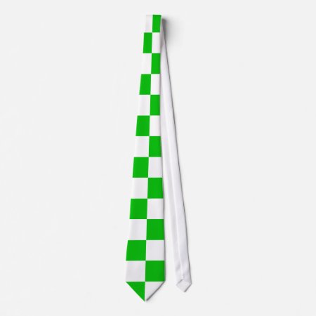 Green And White Checks Neck Tie