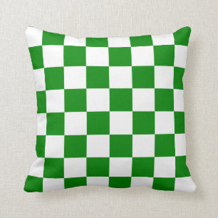 Green and White Checks Throw Pillow