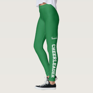 Green and White Cheerleader Leggings