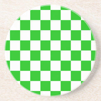 Green and White Chequered Pattern Drink Coaster