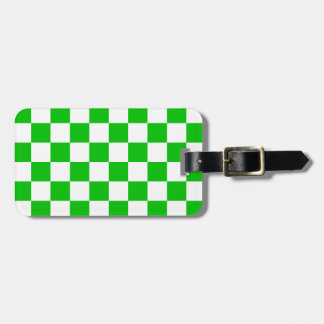 Green and White Chequered Pattern Luggage Tag