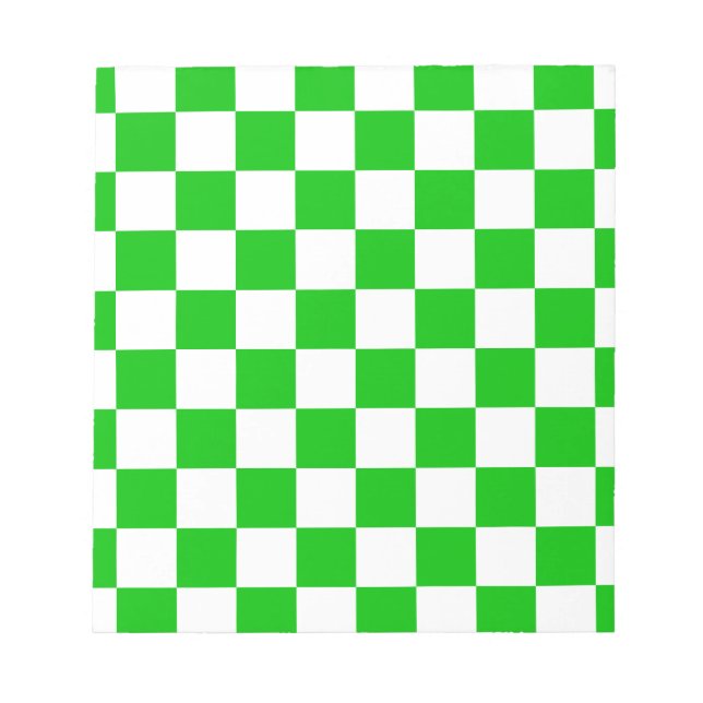 Green and White Chequered Pattern Notepad (Front)