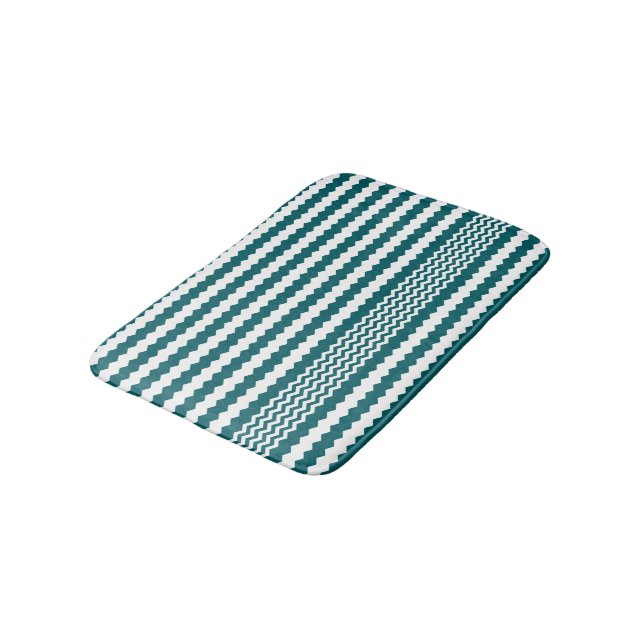 Green and White Chevron Design Bath Mat (Angled)